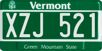 VT license plate XZJ521