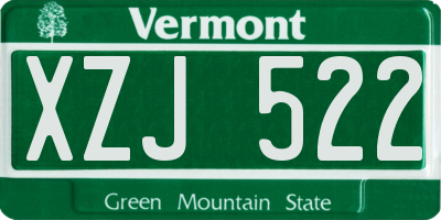 VT license plate XZJ522