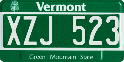 VT license plate XZJ523