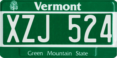 VT license plate XZJ524