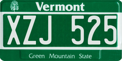 VT license plate XZJ525