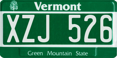 VT license plate XZJ526