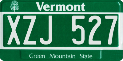 VT license plate XZJ527
