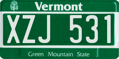 VT license plate XZJ531