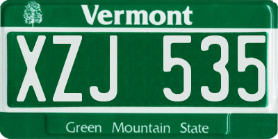 VT license plate XZJ535