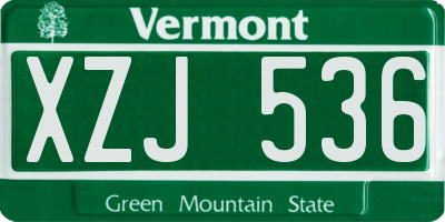 VT license plate XZJ536