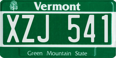 VT license plate XZJ541