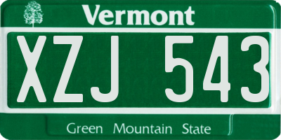 VT license plate XZJ543