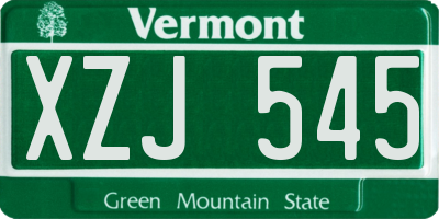 VT license plate XZJ545