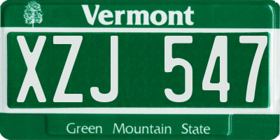 VT license plate XZJ547