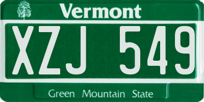 VT license plate XZJ549
