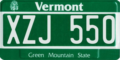 VT license plate XZJ550