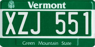 VT license plate XZJ551