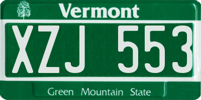 VT license plate XZJ553