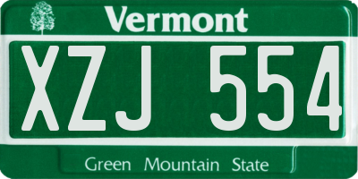 VT license plate XZJ554