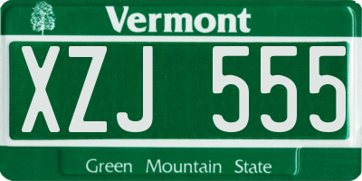 VT license plate XZJ555