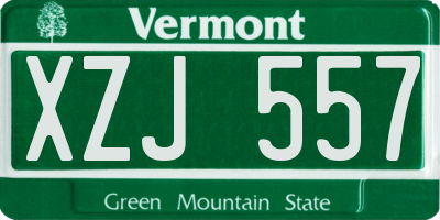 VT license plate XZJ557