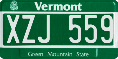 VT license plate XZJ559