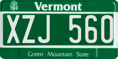 VT license plate XZJ560