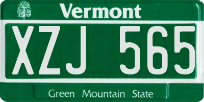 VT license plate XZJ565