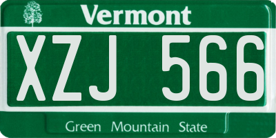 VT license plate XZJ566