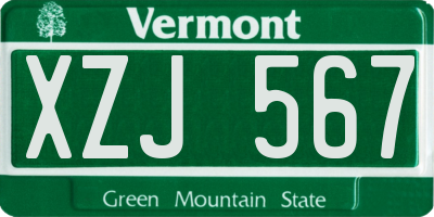 VT license plate XZJ567
