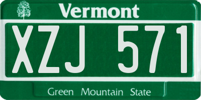 VT license plate XZJ571
