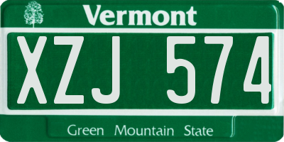 VT license plate XZJ574