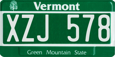 VT license plate XZJ578