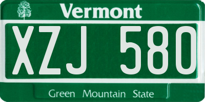 VT license plate XZJ580