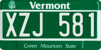 VT license plate XZJ581