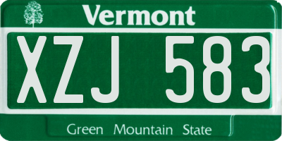 VT license plate XZJ583