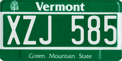 VT license plate XZJ585