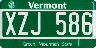 VT license plate XZJ586