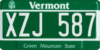 VT license plate XZJ587