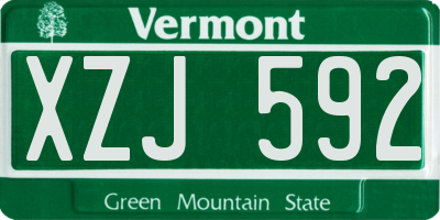 VT license plate XZJ592