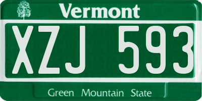 VT license plate XZJ593