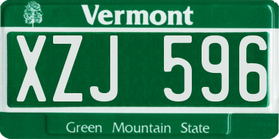 VT license plate XZJ596