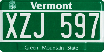 VT license plate XZJ597