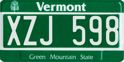 VT license plate XZJ598