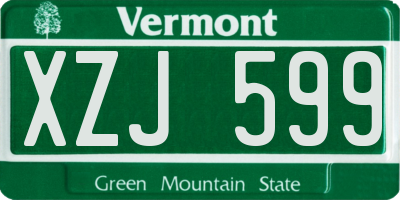 VT license plate XZJ599