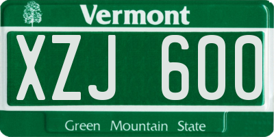 VT license plate XZJ600