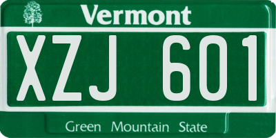 VT license plate XZJ601