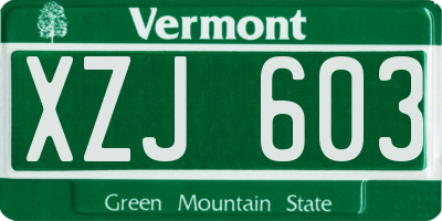 VT license plate XZJ603