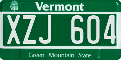 VT license plate XZJ604