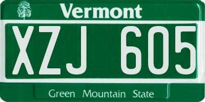 VT license plate XZJ605