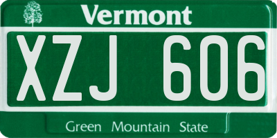 VT license plate XZJ606