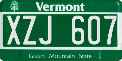 VT license plate XZJ607
