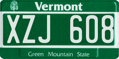 VT license plate XZJ608