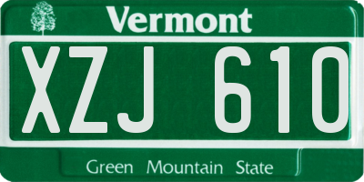 VT license plate XZJ610